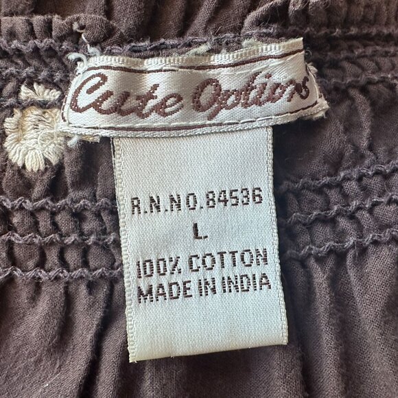 Cute Options Womens Large Dress Embroidered Polka Dot Brown Babydoll - Picture 7 of 8